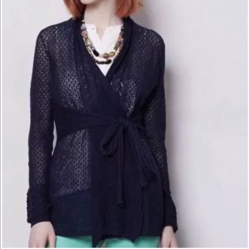 Anthropologie Winding Pointelle Cardigan Size L